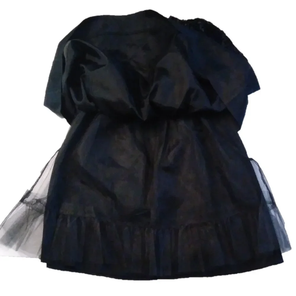 SYLVIA WHYTE Girls 7 BLACK SPARKLE SEQUIN DRESS holidays Christmas Halloween wed - Picture 7 of 15
